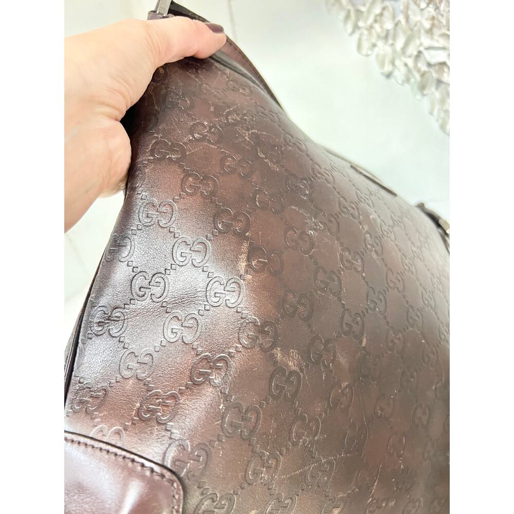 Gucci Brown Leather Messenger Bag w/ GG large dust bag - Picture 15 of 16